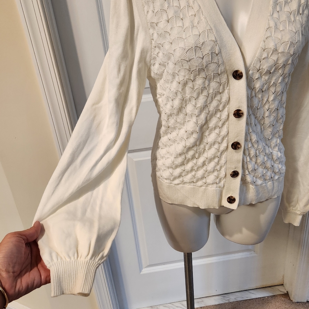 Jason Wu Small White Button Down Sweater Cardigan - image 5